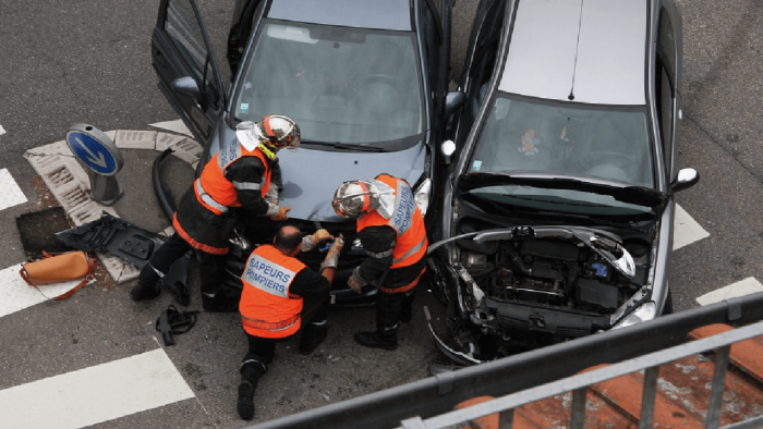 two cars in an accident